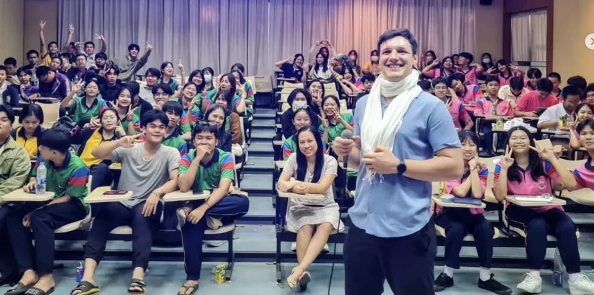 Zsolt with students in Thailand